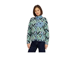 Billabong Ladies Sherpa Bonded Tie Dye Polar Fleece Jacket, Blue Turquoise, XL