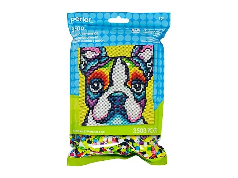 Perler Beads Rainbow Terrier Dog Pattern and Fuse Bead Kit