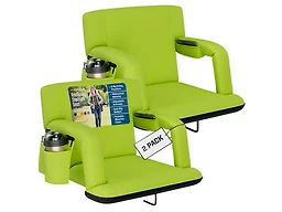 Alpcour APC-RSSALM-D-2P 21" Wide Alpcour 2PK Premium Reclining Stadium Seat w/ Armrests Lime