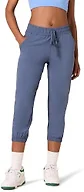 Amazon Essentials Women's Active Performance Stretch Woven 23.5" Inseam Crop Jogger Pant, Elastic Waist, Blue Nightshadow, X-Large