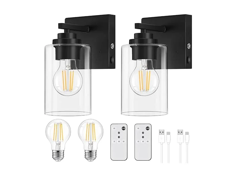 YoChoice Black Battery Wall Sconce 2Pk