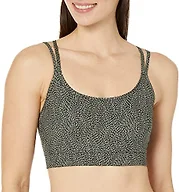 Amazon Essentials Women's Comfy Padded Sports Bra, Active Sculpt Strappy Back, Removable Pads, Moisture Wicking, Black Dots, XX-Large