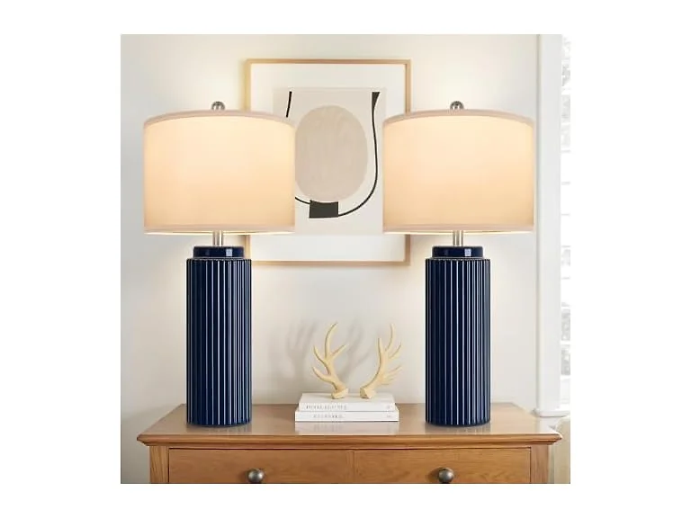 TOBUSA HKRC-TL-TB0311-BU-2 Dark Blue Ceramic Table Lamps