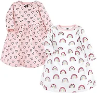 Hudson Baby Infant and Toddler Girl Cotton Dresses, Modern Rainbow, 18-24 Months