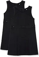 Amazon Essentials Girls' School Uniform Pleated Jumper Dress, Black, Small Slim