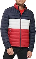 Tommy Hilfiger Men's Ultra Loft Lightweight Packable Puffer Jacket (Standard and Big & Tall), Midnight/White/Red w/Patch, 4X