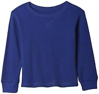 GAP Boys' Long Sleeve Thermal Crewneck, Bellwether Blue 193943, 6-12 Months