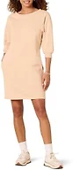 Amazon Essentials Women's Fleece Blouson Sleeve Crewneck Sweatshirt Dress (Available in Plus Size), Beige, X-Large