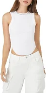 Forever 21 Women's Cropped Curved-Hem Tank Top, White, Large