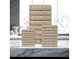 Bibb Home 4241 24 Piece Zero Twist Egyptian Cotton Towel Se