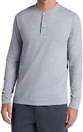 Gaiam Men’s Bliss Balance Long Sleeve Henley, Standard Fit, Stretch Midweight Material, Sleet Heather, Small