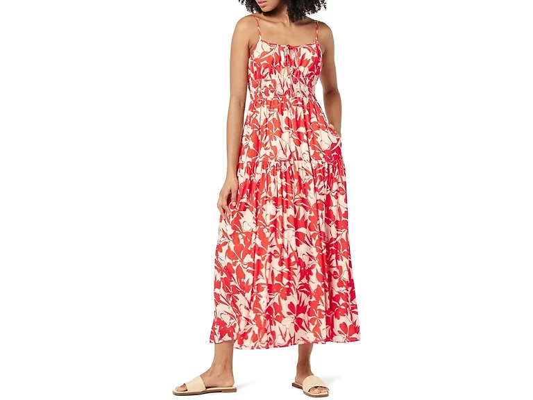 The Drop Women (3X) Tavia Tie-front Tiered Dress