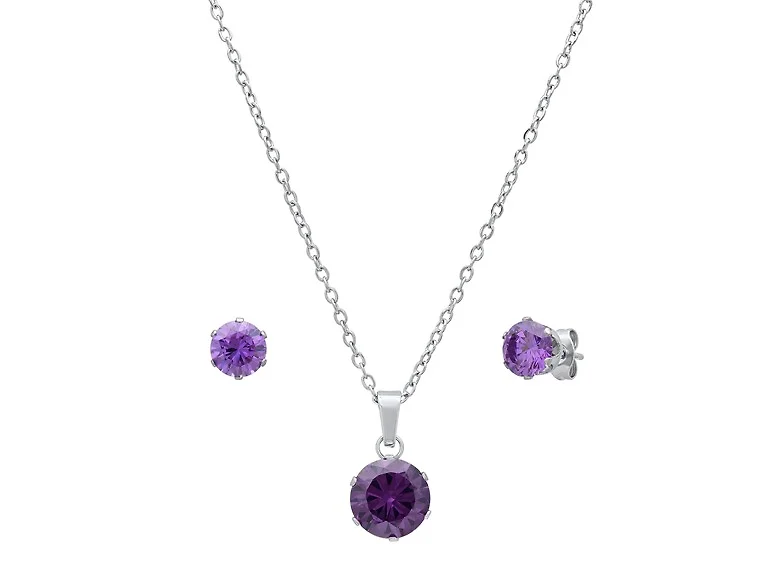 Purple Stone Necklace & Earring Set