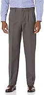 Amazon Essentials Men's Classic-Fit Pleated Dress Pants (Available in Big & Tall), Dark Grey, 56W x 34L