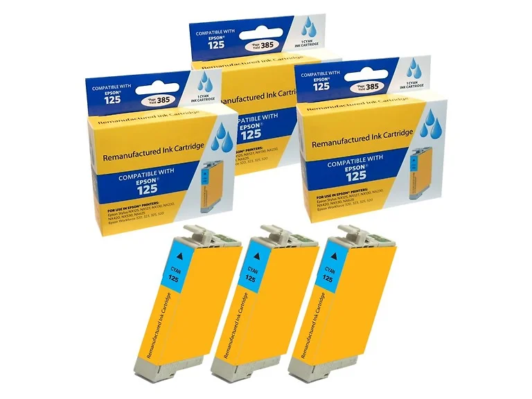 Compatible Epson 125 Cyan Ink Cartridge (3 Pack)