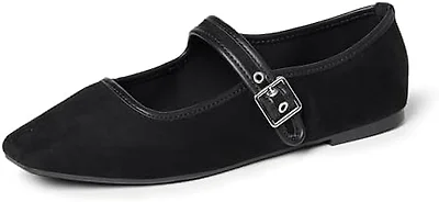 The Drop Women's Levina Flat, Black Microsuede, 5