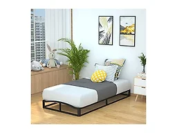 Amazon Basics Metal Platform Bed Frame with Wood Slat Support, Twin, Black, 74.5 x 38 x 7.5 inches (LxWxH)