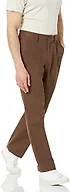 Amazon Essentials Men's Classic-Fit Wrinkle-Resistant Pleated Chino Pant, Brown, 34W x 34L