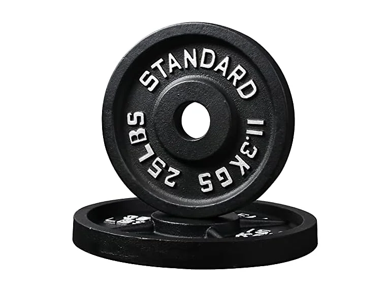 Signature Fitness Olympic 2-Inch Cast Iron Plate Weight Plate , 25LB Pair