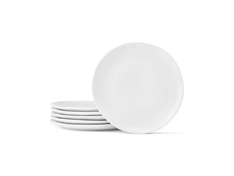 Everyday Porcelain Appetizer Dessert Plates, Set of 6, 6 Inch