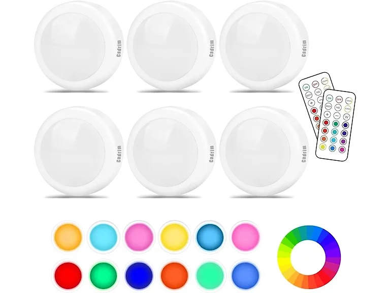 Cadrim Color Changing Puck Lights 6 Pack