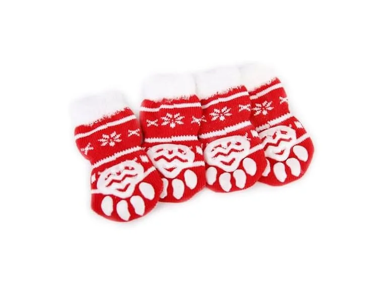 TEHAUX Christmas Dog Socks Non-Slip Warm Cot