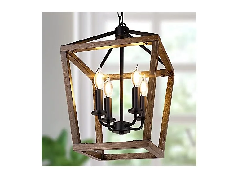 Farmhouse Chandelier Light Fixture, 4-Light Rustic