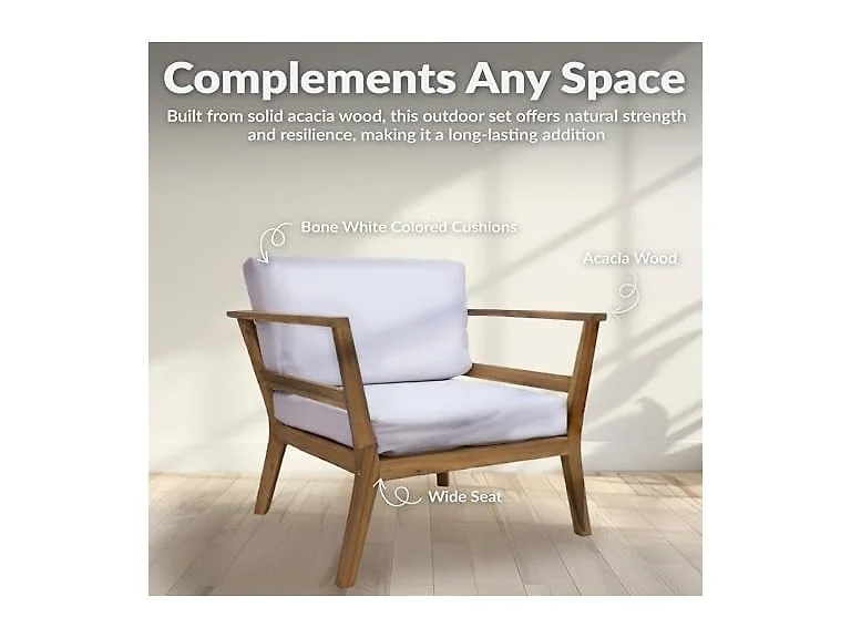 Sunnydaze Decor Acacia Patio Armchair Brown