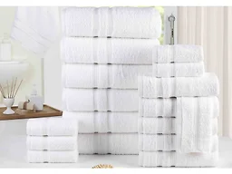 Bibb Home 42413PK Dusty Blue 18 Piece Egyptian Cotton Towel