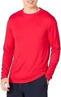Amazon Essentials Men's Performance Tech Long-Sleeve T-Shirt, Red, Medium