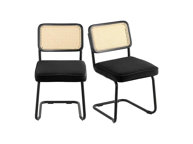 Rattan Dining Chairs Set of 2, Mid Century