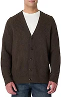 Amazon Essentials Men's Relaxed-Fit Cotton Blend Cardigan, Chocolate Heather, X-Small