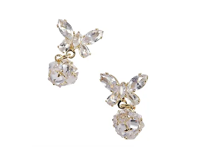 18K Gold Butterfly CZ Drop Earrings