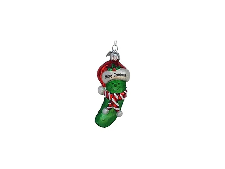 Kurt S. Adler Noble Gems Merry Christmas Pickle Glass Ornament