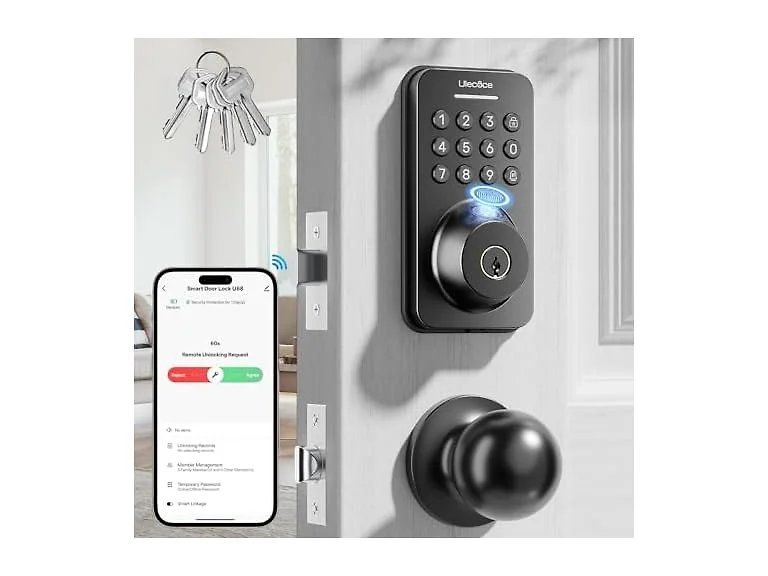 Ulecoce Keyless Entry Door Lock Black