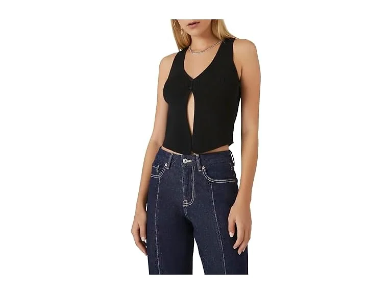 Forever 21 (M) Sweater-knit Split-hem Top