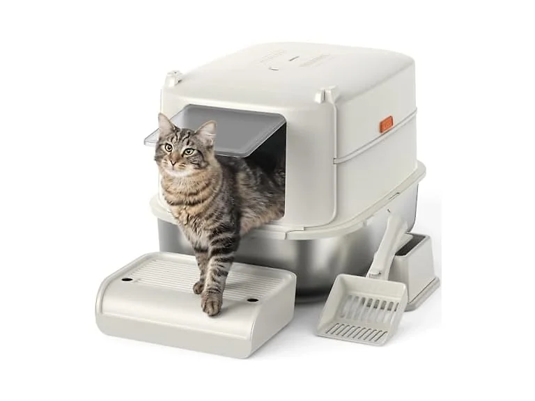 Enclosed Stainless Cat Litter Box