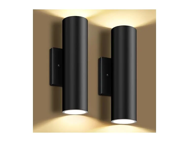 Outdoor LED Cylinder Wall Sconce 2-Pack