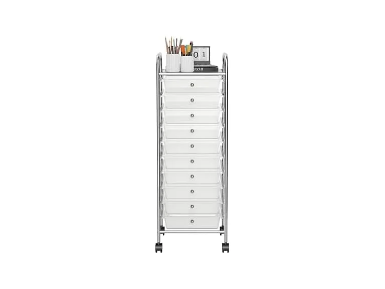 OFFICEJOY Rolling Cart 10 Drawers Clear