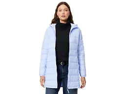 Amazon Essentials Women's Lightweight Water-Resistant Hooded Puffer Coat, Light Blue, X-Small