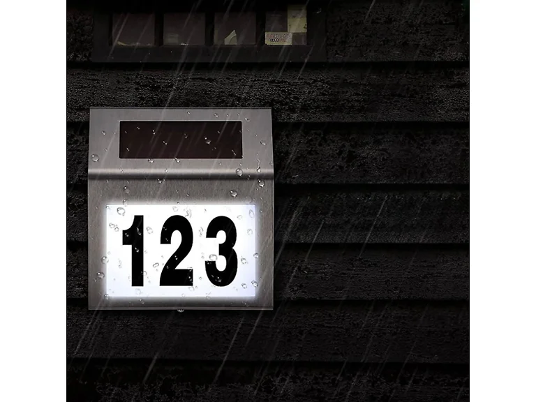 Solar LED Address Sign, Stainless Steel