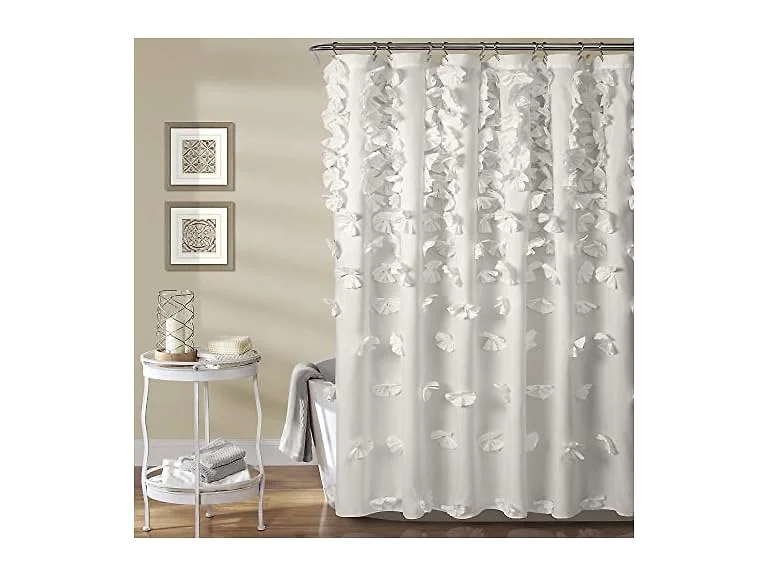Lush Decor Riley Shower Curtain, 72" W x 72" L, White