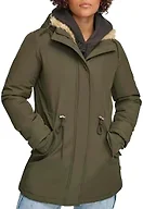 Levi's Women's Faux Fur Lined Hooded Parka Jacket (Standard and Plus Size), Olive, 1X