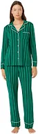 Amazon Essentials Women's Cotton Modal Pyjama Set, Long-Sleeve Shirt and Pants, Bold Green Stripe, Small