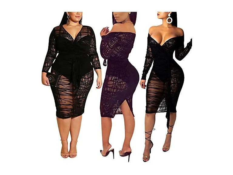 Echoine Women (L) Sexy Off Shoulder Bodysuit Dress