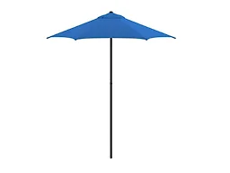 7.5-Foot Steel Market Patio Umbrella with Push-Button Open and Tilt in Pacific Blue Polyester