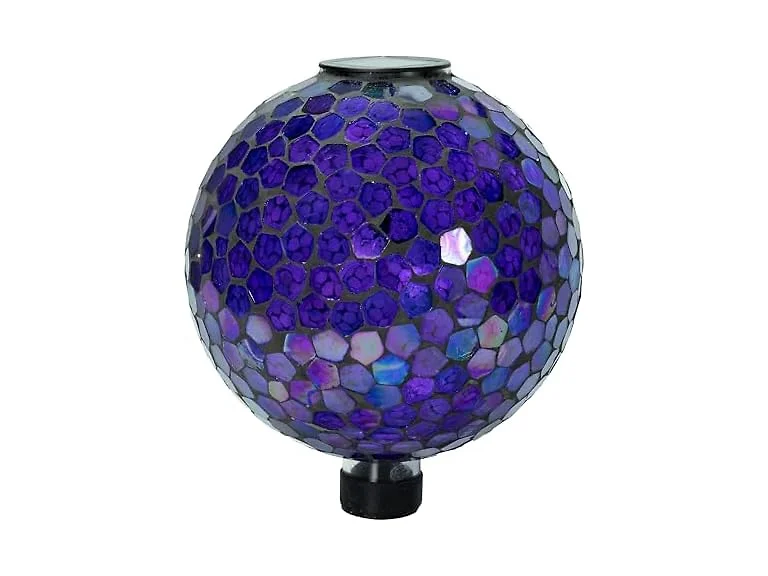 Sunnydaze 10" Solar Iridescent Purple Mosaic Globe