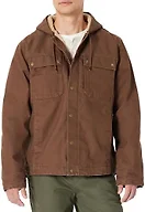 Amazon Basics Men's Insulated Relaxed Fit Hooded Workwear Jacket, Chocolate, Medium