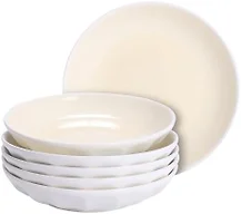 Anveena 8-inch Creamy Yellow Ceramic Salad Plates, Set of 6