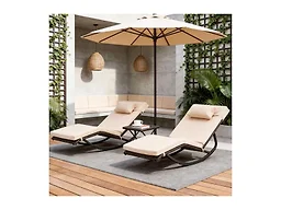 zzwhom 8030 Outdoor Lounge Chair Set of 3 Khaki